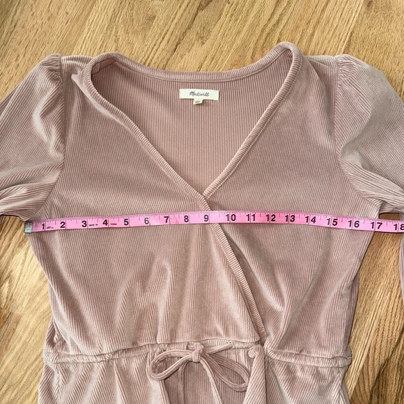 Madewell Corduroy Tie-front Faux-wrap Long Sleeve Blouse Top Pink Mauve Small - Picture 5 of 9